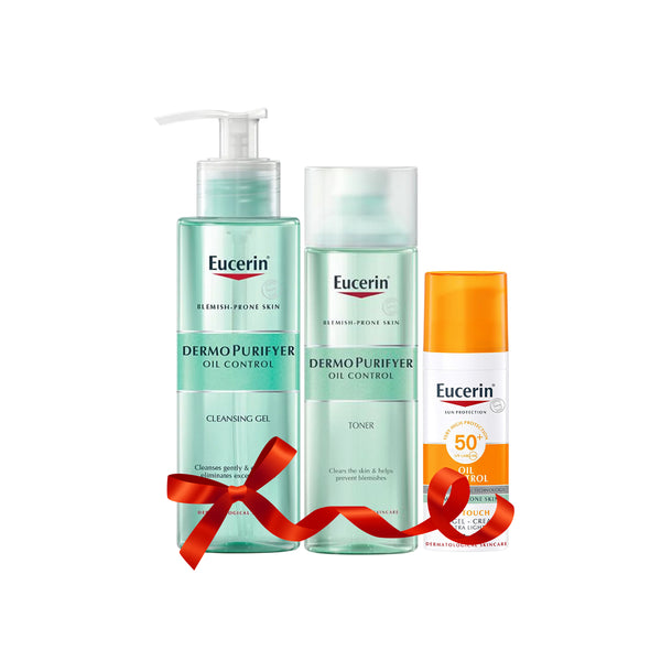 EUCERIN DERMO CLEANSING GEL+TONER+SUN PROTECTION FOR OILY SKIN OFF