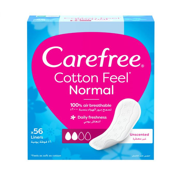 Carefree Panty Liners Cotton Unscented 56Liners