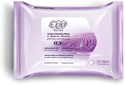 EVA FACIAL CLEANSING 3X1 WIPES dry skin 25PIC