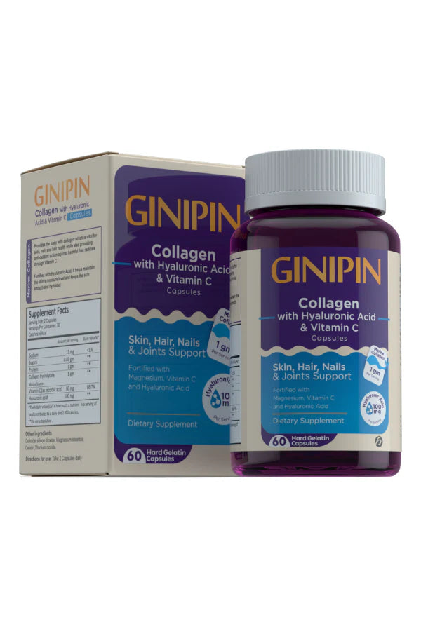GINIPIN Collagen With Hyaluronic Acid & Vitamin C Capsules 60cap