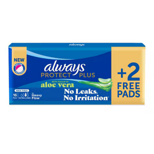 Always Protect Plus Pads with Touch of Aloe Vera Extra Long Maxi Thick 16 Pads