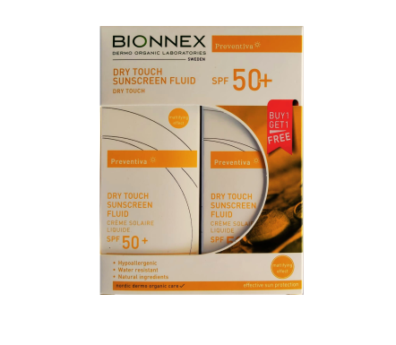 BIONNEX DRY TOUCH SUNSCREEN FLUID SPF50+ 50ml 1+1free
