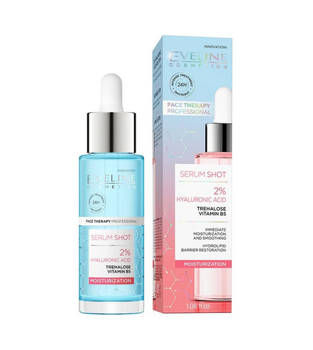 EveLine Serum Shot 2% hyaluronic acid solution treatment for face neck and neckline 30ML